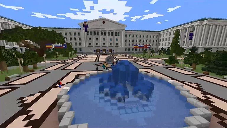 Кадр виртуальной экскурсии по ДГТУ в Minecraft